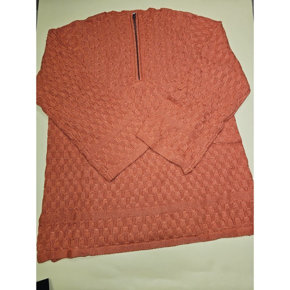 Only Necessities orange 1/4 zip collarless‎ knit sweater - Picture 2 of 6